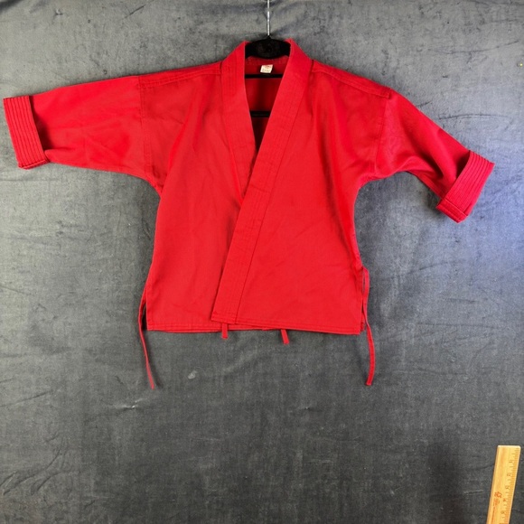 Kids Red Martial Arts Gi Top and pants set (size 000 translates to child medium) - Picture 1 of 9